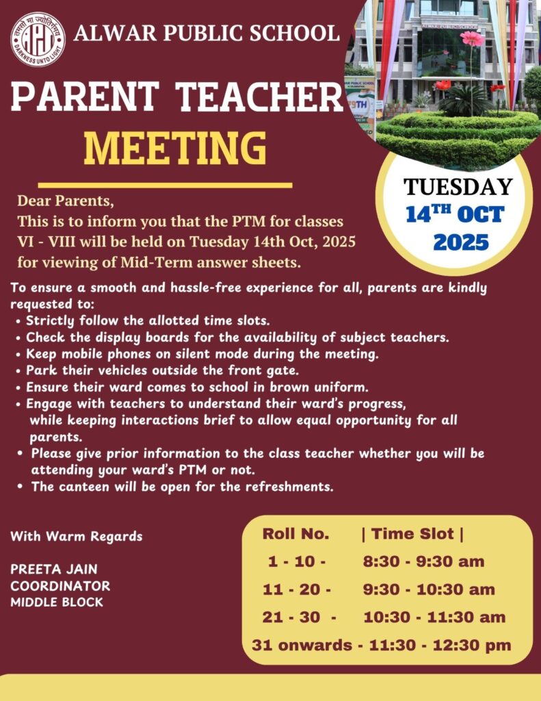 PTM – Classes VI – VIII @ APS